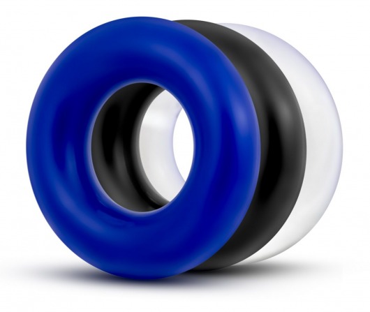 Набор из 3 разноцветных колец Stay Hard Donut Rings - Blush Novelties - в Домодедово купить с доставкой