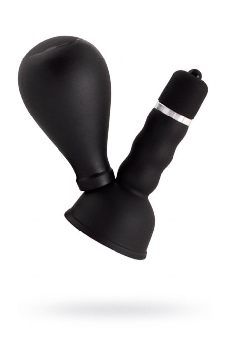 Черный вибратор с грушей на сосок - ToyFa