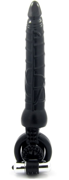 Черная вибронасадка с анальным стимулятором - ToyFa - в Домодедово купить с доставкой