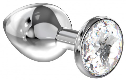 Большая серебристая анальная пробка Diamond Clear Sparkle Large с прозрачным кристаллом - 8 см. - Lola Games - купить с доставкой в Домодедово