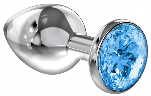 Большая серебристая анальная пробка Diamond Light blue Sparkle Large с голубым кристаллом - 8 см. - Lola Games - купить с доставкой в Домодедово
