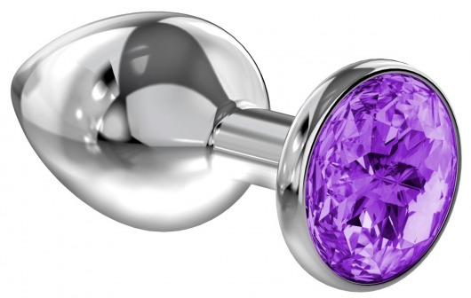 Большая серебристая анальная пробка Diamond Purple Sparkle Large с фиолетовым кристаллом - 8 см. - Lola Games - купить с доставкой в Домодедово
