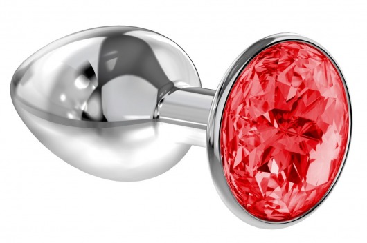 Малая серебристая анальная пробка Diamond Red Sparkle Small с красным кристаллом - 7 см. - Lola Games - купить с доставкой в Домодедово