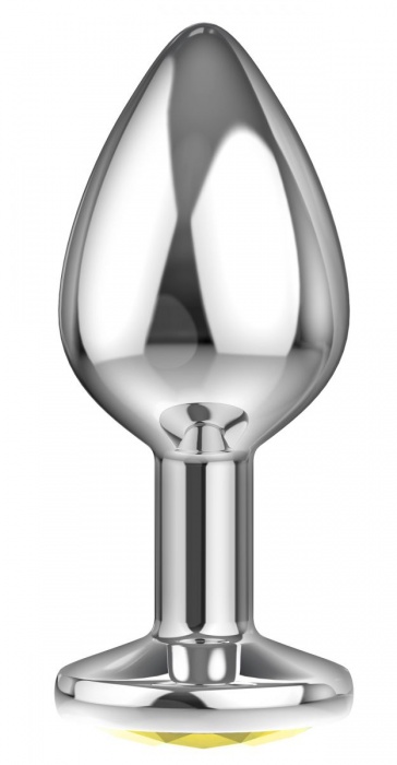 Большая серебристая анальная пробка Diamond Yellow Sparkle Large с жёлтым кристаллом - 8 см. - Lola Games - купить с доставкой в Домодедово