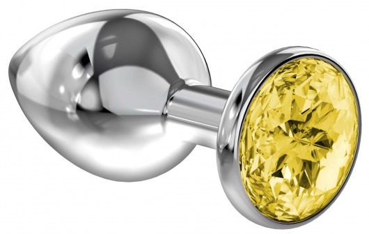 Большая серебристая анальная пробка Diamond Yellow Sparkle Large с жёлтым кристаллом - 8 см. - Lola Games - купить с доставкой в Домодедово