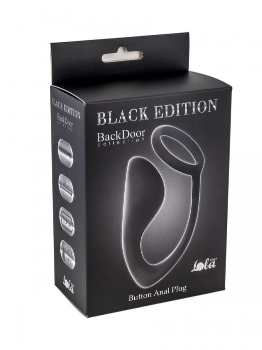 Чёрное эрекционное кольцо с анальной пробкой Button Anal Plug - Lola Games - в Домодедово купить с доставкой