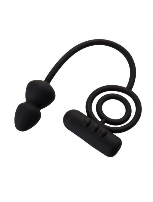 Чёрное эрекционное кольцо с вибропулькой и анальным хвостом - Erotist Adult Toys - в Домодедово купить с доставкой