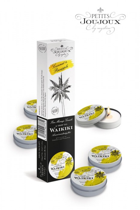 Набор из 5 свечей Petits Joujoux Waikiki Beach с ароматом кокоса и ананаса - MyStim - купить с доставкой в Домодедово