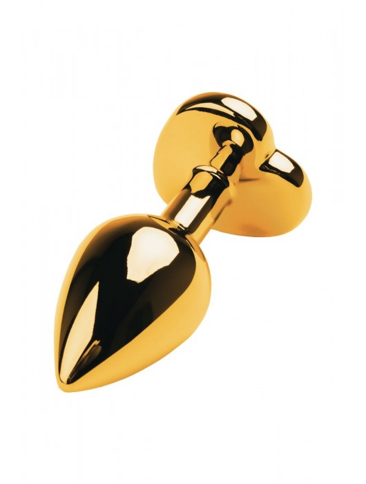 Золотистая анальная пробка с кристаллом-сердцем - 7,5 см. - ToyFa - купить с доставкой в Домодедово
