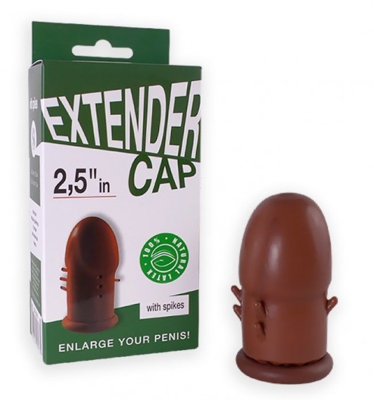 Коричневый латексный удлинитель пениса 2.5 in с шипиками - Sitabella - в Домодедово купить с доставкой