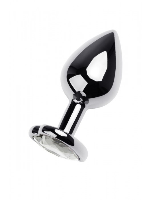 Серебристая анальная пробка с прозрачным кристаллом-сердцем - 8 см. - ToyFa - купить с доставкой в Домодедово