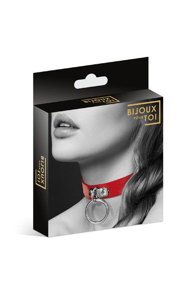 Красный узенький чокер с кольцом - Bijoux Pour Toi - купить с доставкой в Домодедово