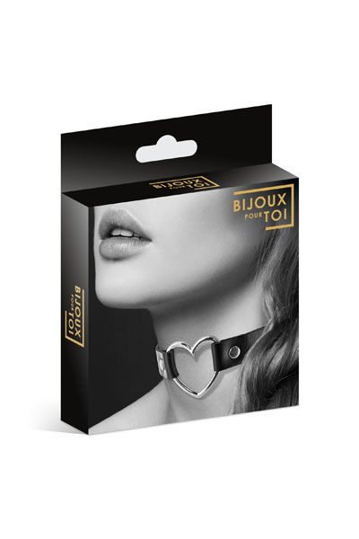 Чёрный чокер с кольцом в форме сердца - Bijoux Pour Toi - купить с доставкой в Домодедово