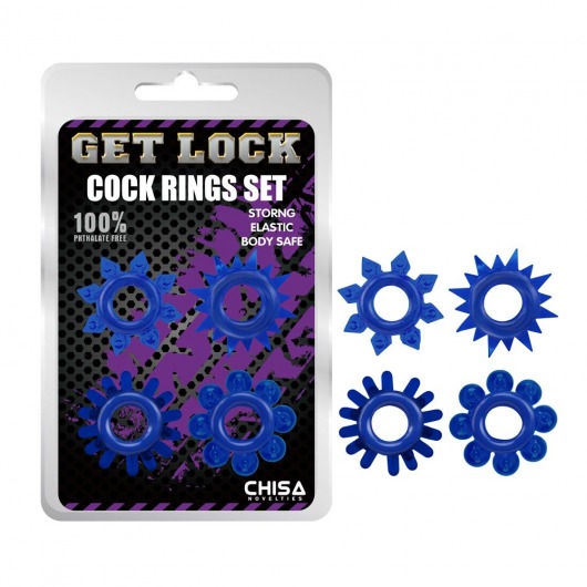 Набор из 4 синих колец Get Lock - Chisa - в Домодедово купить с доставкой