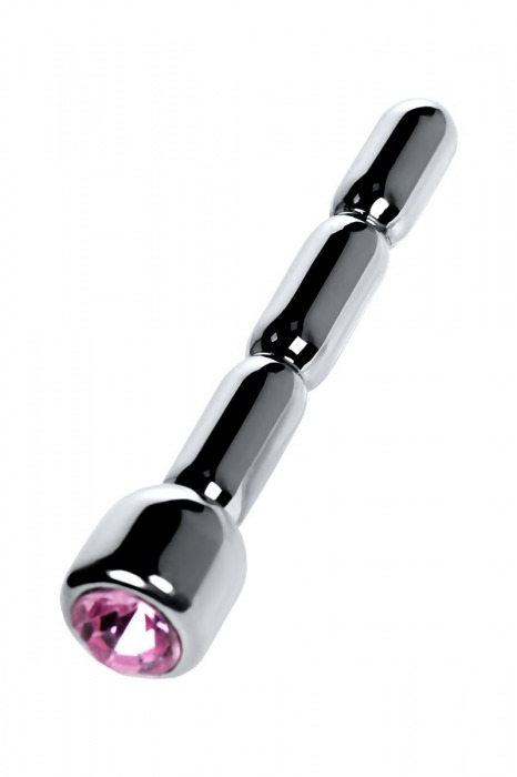 Серебристый уретральный плаг со стразом - 7 см. - ToyFa - купить с доставкой в Домодедово