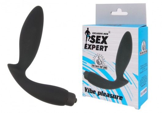 Чёрный вибростимулятор простаты Sex Expert Vibe Pleasure - Sex Expert - в Домодедово купить с доставкой
