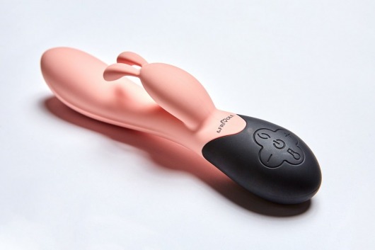 Персиковый вибратор Gemini с клиторальным стимулятором и нагревом - 20,8 см. - Le Frivole