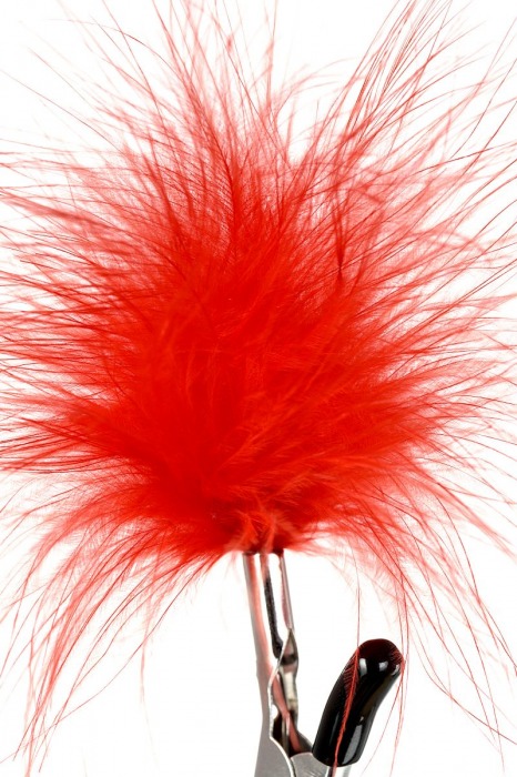 Зажимы для сосков с красным пухом Theatre - ToyFa - купить с доставкой в Домодедово