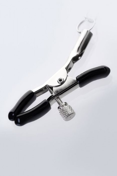 Серебристо-чёрные зажимы для сосков с кольцом для пениса TOYFA Metal - ToyFa - купить с доставкой в Домодедово